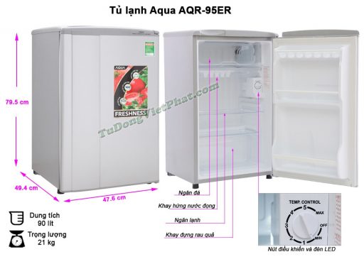Kích thước tủ lạnh mini AQUA 90 Lít AQR-95ER