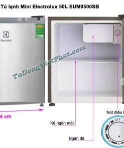 Kích thước tủ lạnh mini Electrolux 50L EUM0500SB