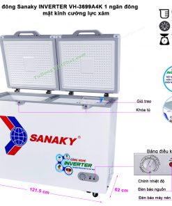 Kích thước tủ đông Sanaky INVERTER VH-3699A4K