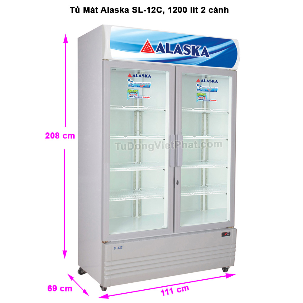 Tủ mát Alaska 550 lít LC-933C 1 cửa mở Kích thước tủ mát Alaska SL-12C 1200 lít 2 cánh
