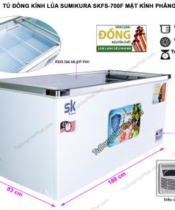 Kích thước tủ đông kính lùa Sumikura SKFS-700F 680 lít