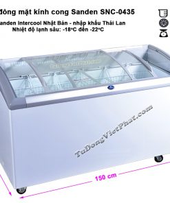 Kích thước tủ đông Sanden Intercool SNC-0435 mặt kính
