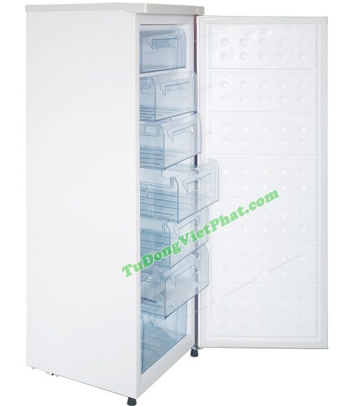 Bên trong tủ đông đứng Hòa Phát HUF 450SR1 208 lít 7 ngăn