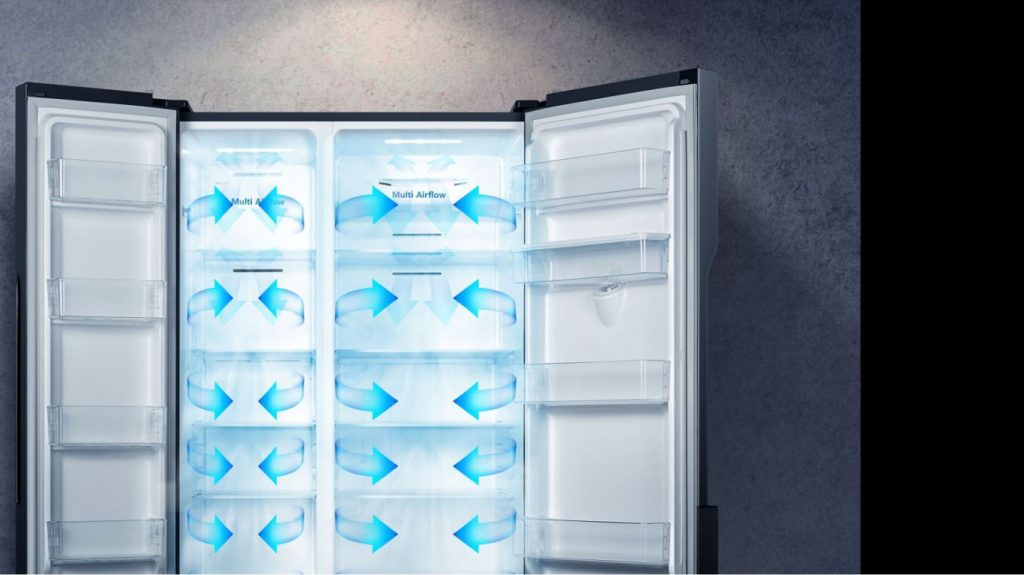 Tủ Lạnh Casper Side By Side Inverter 552 Lít RS-570VT với Multi Air Flow ướp lạnh hoàn hảo từng góc nhỏ 