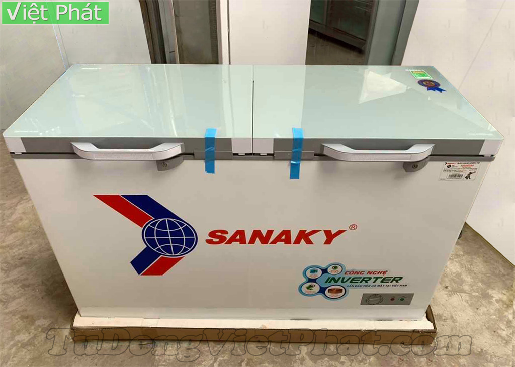 Tủ đông Sanaky INVERTER kính cường lực xanh VH-4099A4KD