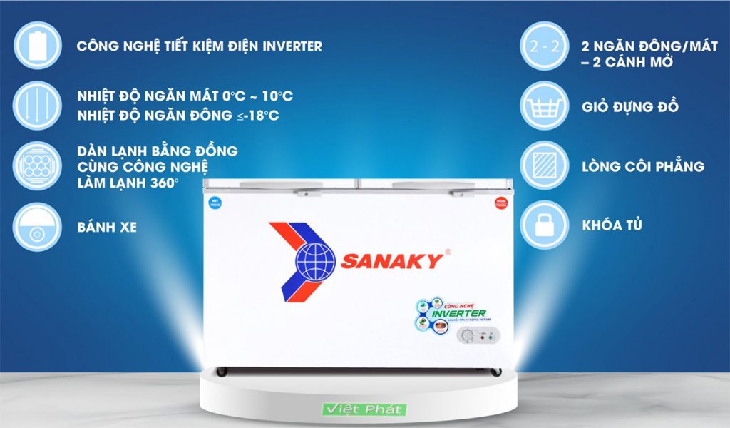 Tính năng của tủ đông Sanaky VH-5699W3 Inverter