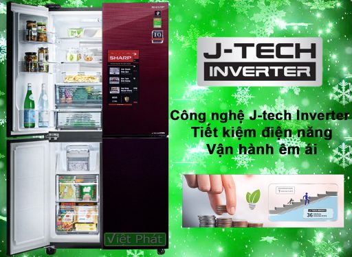 Tủ lạnh Sharp Inverter 590 lít SJ-FXP600VG-MR 4 cửa