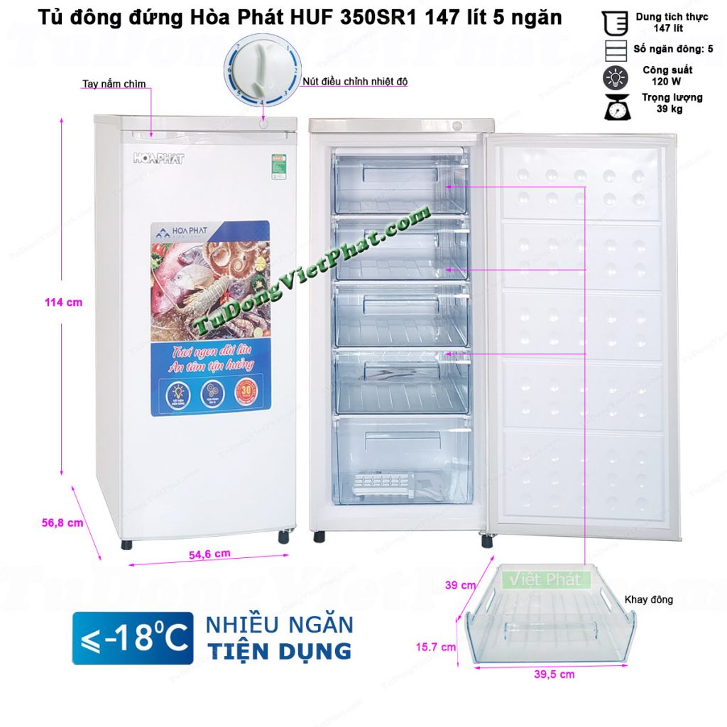 Hướng dẫn sử dụng tủ đông đứng HUF 300SR1 147L 5 ngăn
