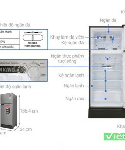 Kích thước tủ lạnh Sharp Inverter 165 lít SJ-X196E-DSS