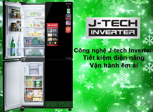 Công nghe J-Tech inverter của tủ lạnh Sharp Inverter 639 lít SJ-FXP640VG-BK 4 cửa