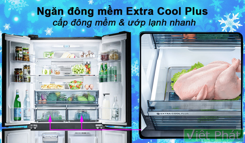 Tủ lạnh Sharp Inverter SJ-FXP640VG-BK ngăn đông mềm