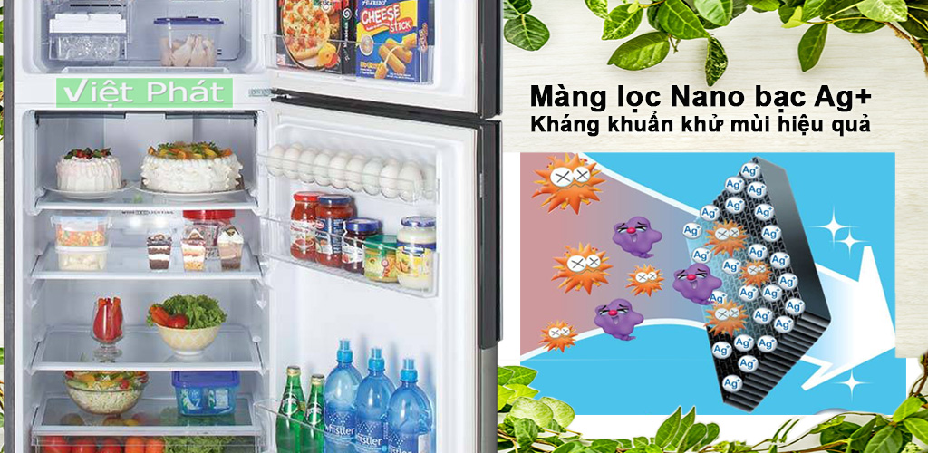 Tủ lạnh Sharp SJ-X346E-DS màng lọc Nano bạc