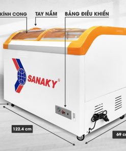 Kích thước tủ đông Sanaky VH-4899KB mặt kính cong 350L
