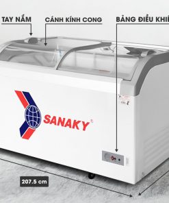 Kích thước tủ đông Sanaky VH-1008KA mặt kính cong 750L