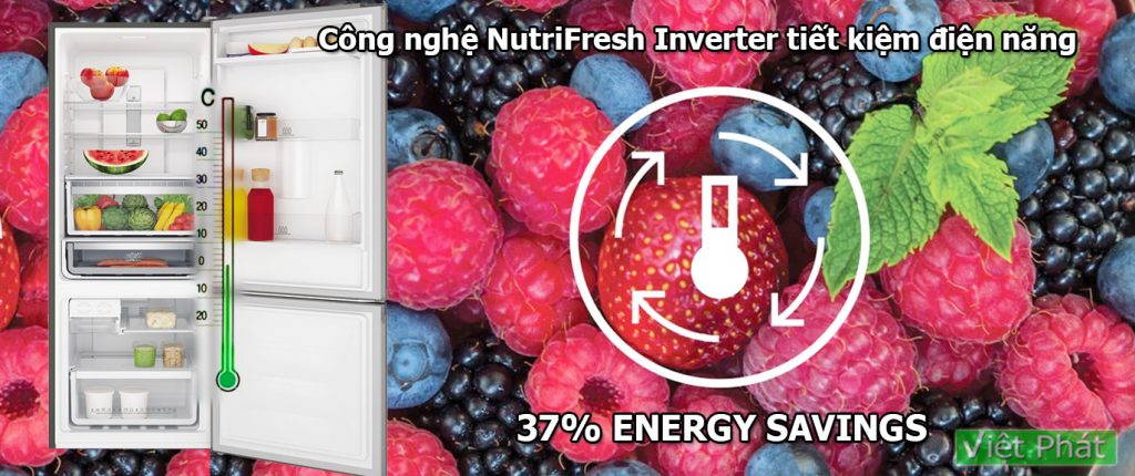 Tủ lạnh Electrolux EBB3702K-A công nghệ NutriFresh Inverter