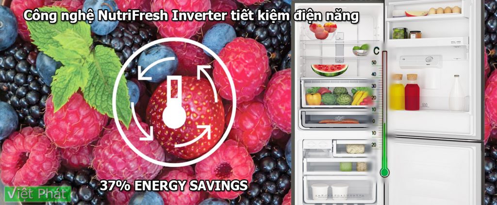 Tủ lạnh Electrolux EBB3742K-H Inverter đông cơ NutriFresh Inverter