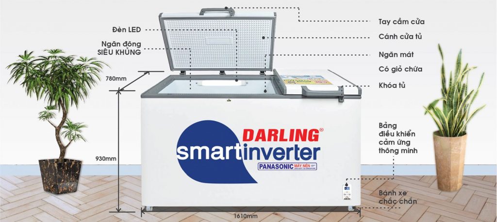 Kích thước tủ đông Darling DMF-7699WSI Inverter