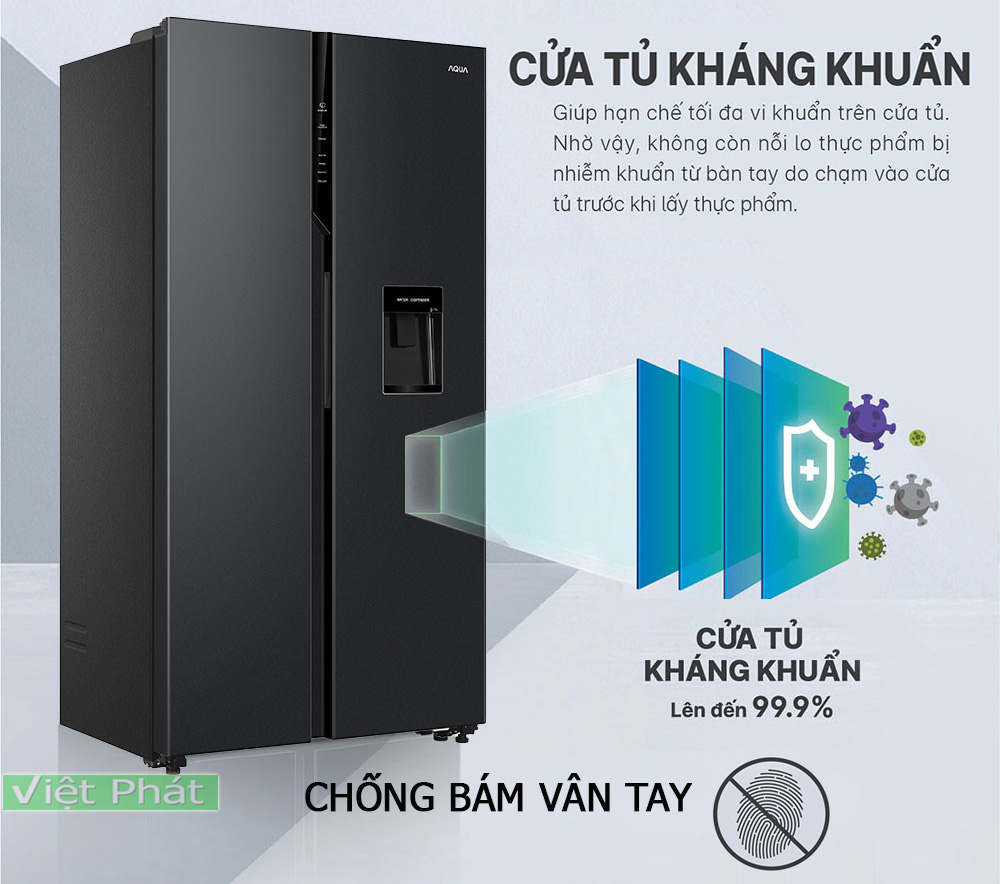 Tủ lạnh Aqua AQR-S5W41XA(FB) 570L mặt tủ kháng khuẩn