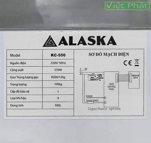 Tủ đông Alaska KC-550 mặt kính cong