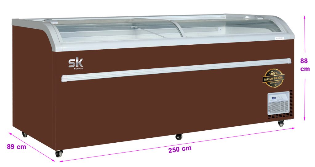 Kích thước tủ đông Sumikura SKIF-2500.XJ mặt kính 1100L