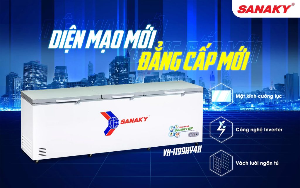 Tủ đông Sanaky Inverter 900 lít VH-1199HY4K 3 cánh