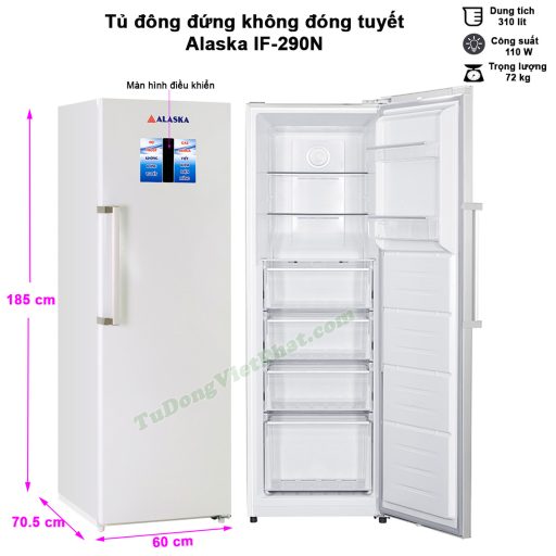 Kích thước tủ đông đứng Alaska IF-290N