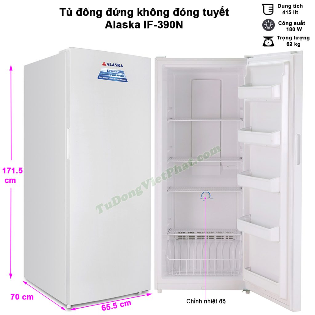 Kích thước tủ đông đứng Alaska IF-390N