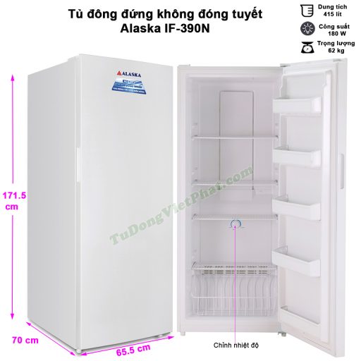 Kích thước tủ đông đứng Alaska IF-390N