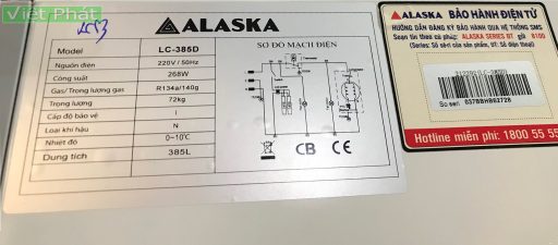 Tủ mát Alaska LC-385D 2 cửa trên dưới