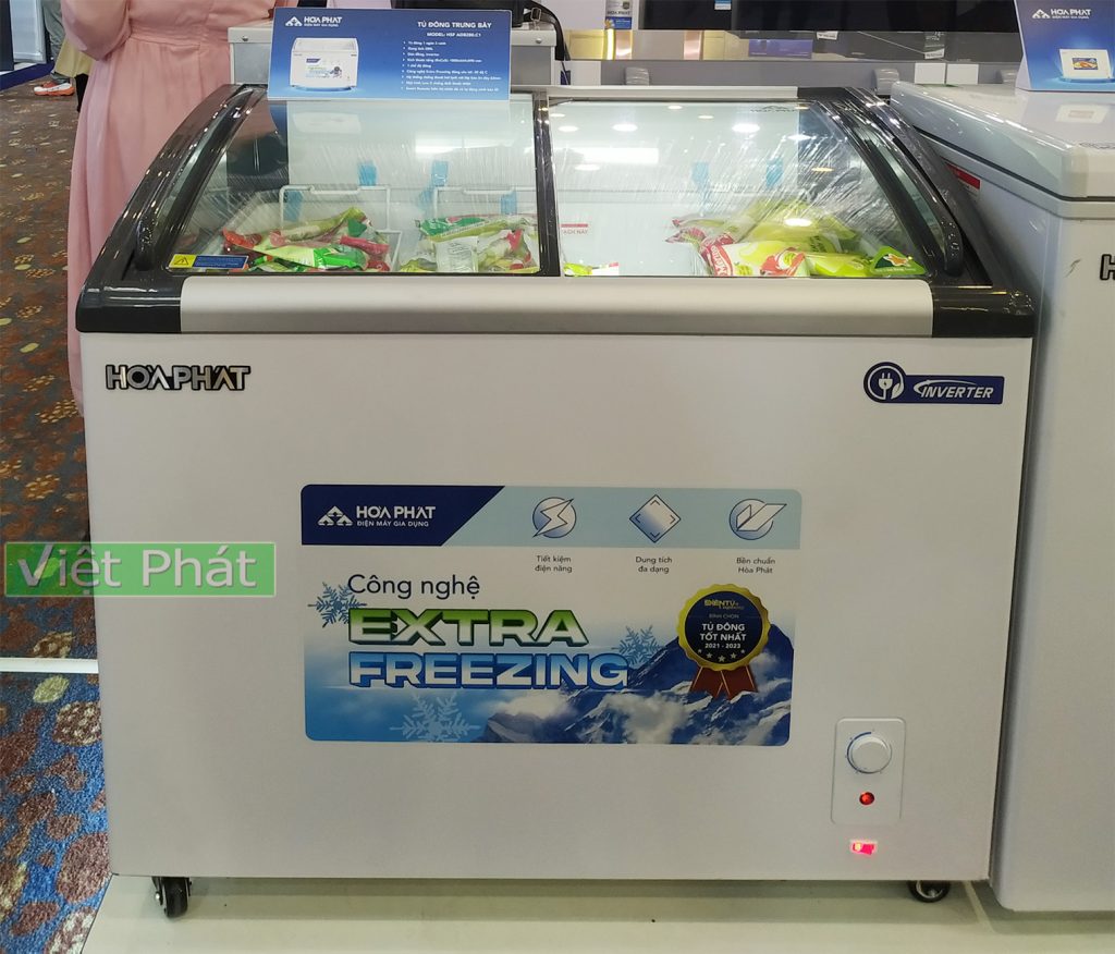 Tủ đông trưng bày Hòa Phát HSF AD8280.C1 mặt kính inverter 280L