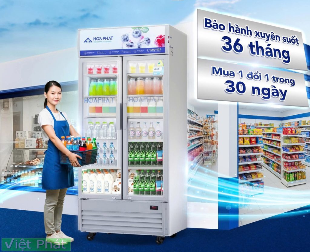 Tủ mát Hòa Phát 2 cánh bảo hành 3 năm