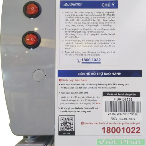 Tủ mát Hòa Phát HSR D8526 Inverter 2 cánh 526L