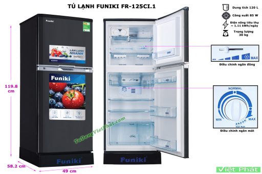 Kích thước tủ lạnh Funiki FR-125CI.1