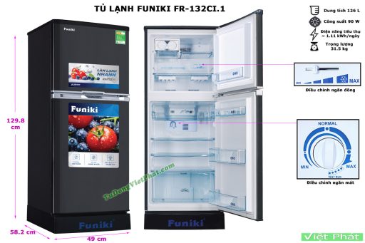 Kích thước tủ lạnh Funiki FR-132CI.1