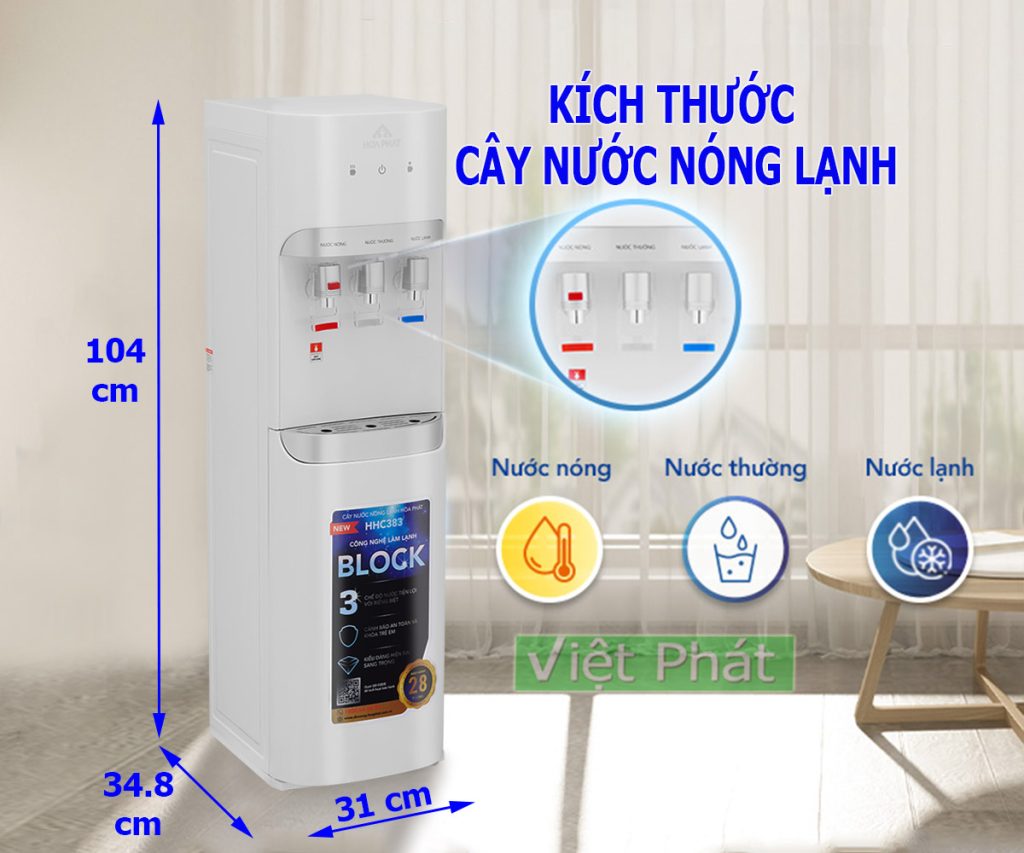 Kích thước cây nước nóng lạnh phổ biến