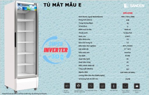 Tủ mát Inverter Sanden Intercool SPE-0700 638L