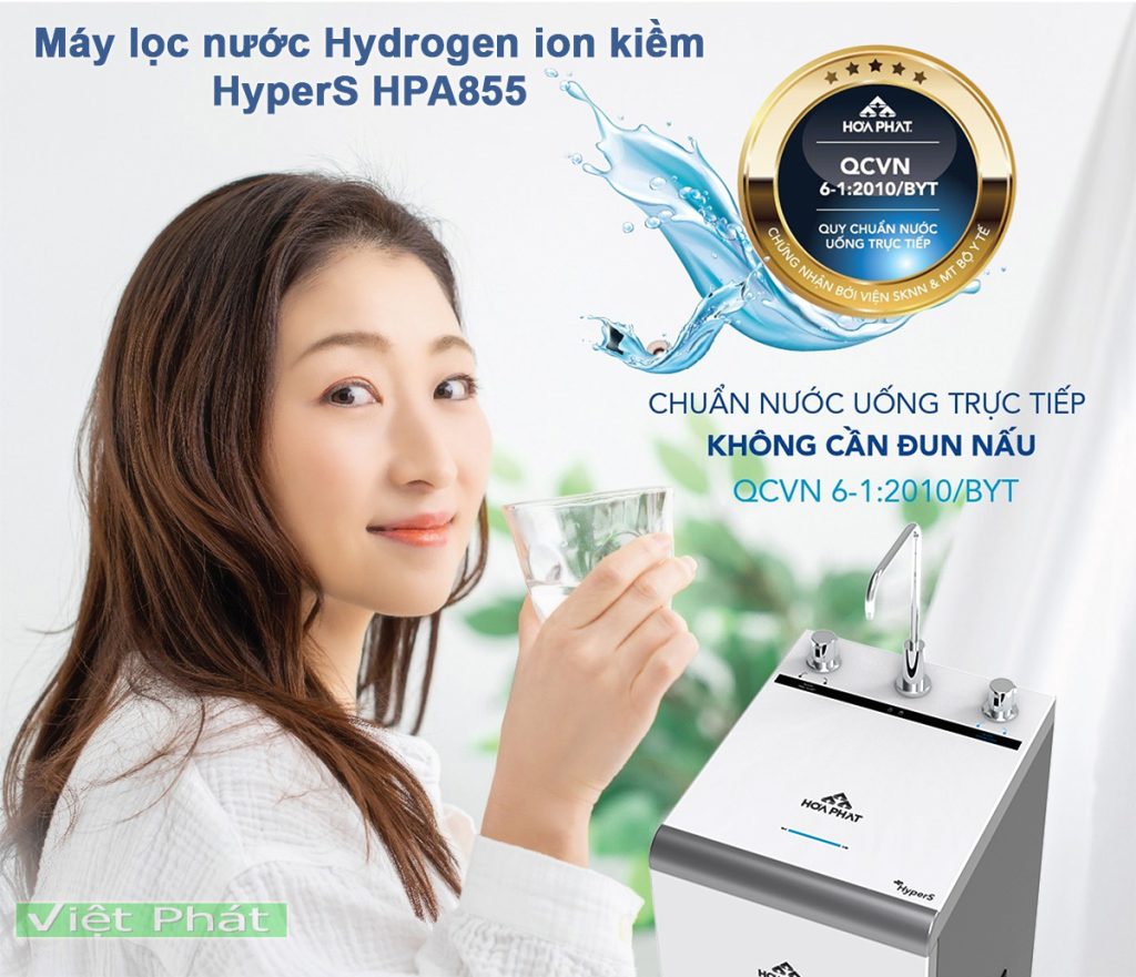 Máy lọc nước Hòa Phát Hydrogen ion kiềm HyperS HPA855 (12 lõi)