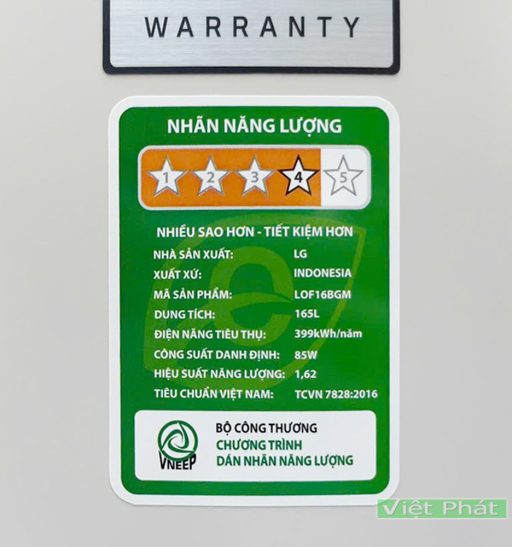 Tủ đông đứng Inverter LG LOF16BGM 165 lít