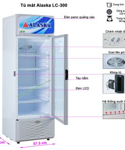 Kích thước tủ mát Alaska LC-300 300L 1 cửa mở