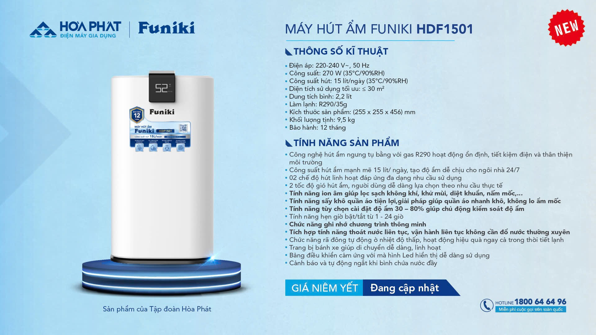 Máy hút ẩm Funiki HDF1501 (≤ 30 m2)