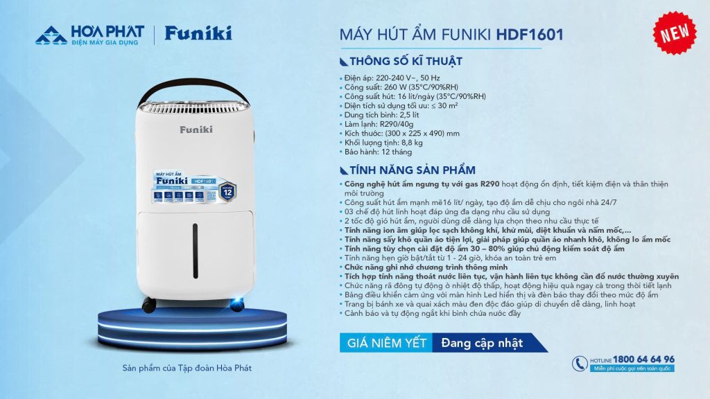 Máy hút ẩm Funiki HDF1601 (≤ 30m2)