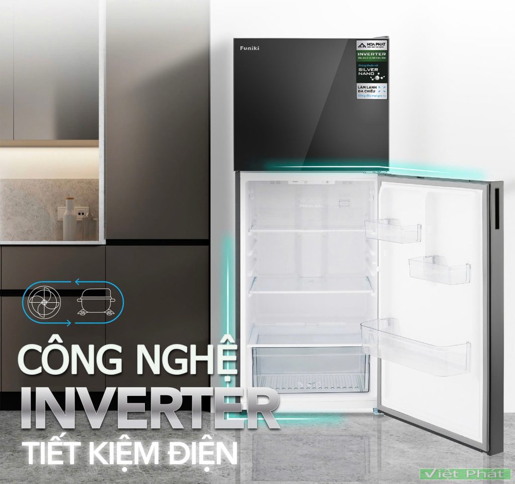 Tủ lạnh cánh kính Funiki Inverter HR T8185GB 185L